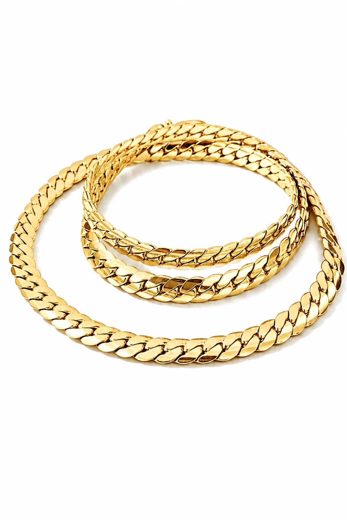 Gümüş Kaplama 316 L Paslanmaz Çelik KZ-103 Ezme Balıksırtı Gurmet Sık Örme İtalyan Model Zincir Kolye 6 MM Gold