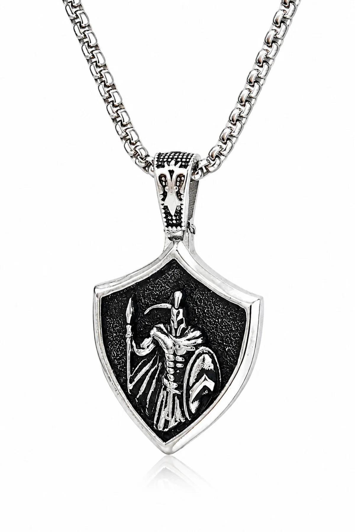 Erkek Cesaret, Güç, Aile (Courage,Strength,Family) K-184 Paslanmaz Kromix Çelik Gümüş Kaplama Kolye