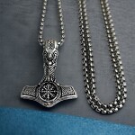 Erkek Thor'un Çekici Viking K-150 Gümüş Kaplama Paslanmaz Kromix Çelik Kolye