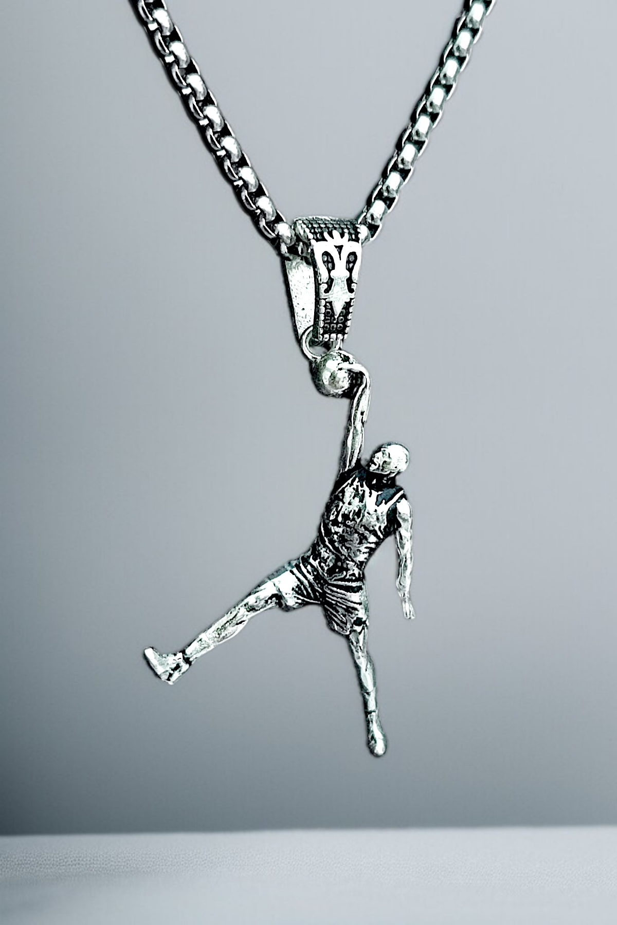 Erkek Nba Michael Jordan Figürlü K-165 Paslanmaz Kromix Çelik Gümüş Kaplama Kolye Madalyon